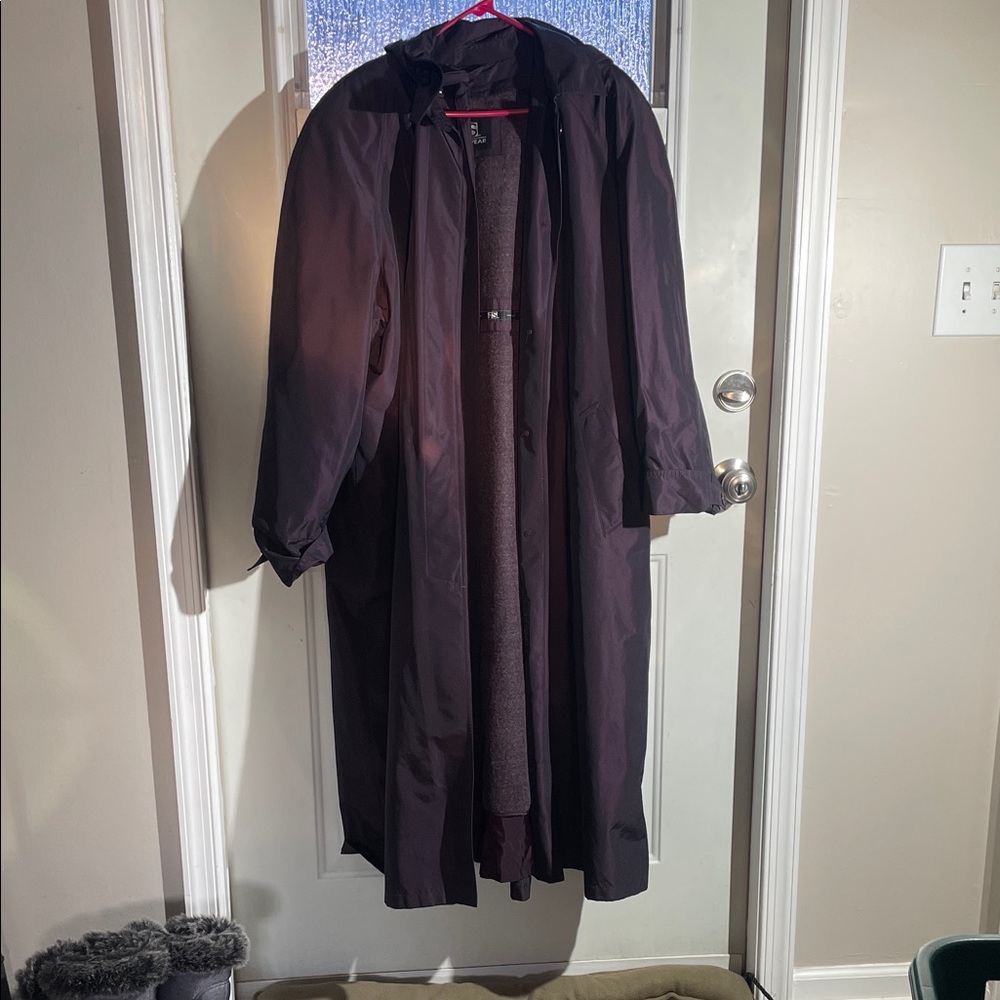 Elegant dark Purple/Plum hooded Women’s Trench Coat with full zip out liner